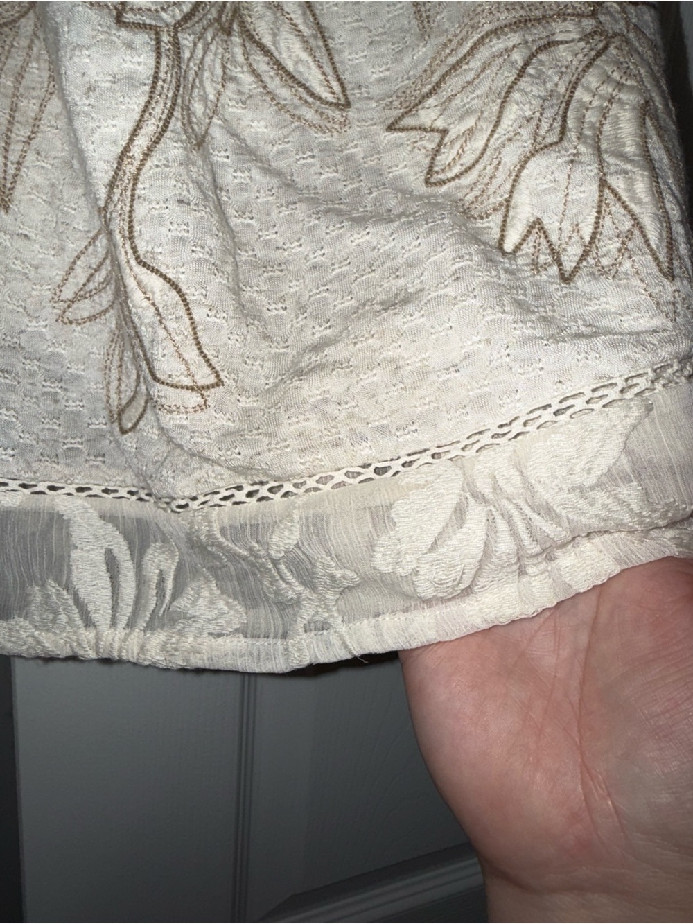 Lucky Brand Cream Off-Shoulder Embroidered Blouse - Picture 2 of 6
